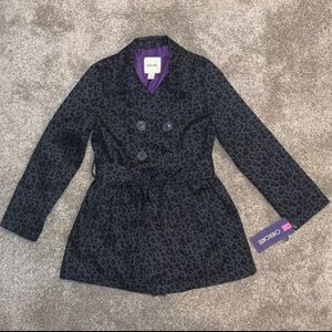 Girls Gray & Black Leopard Print Jacket